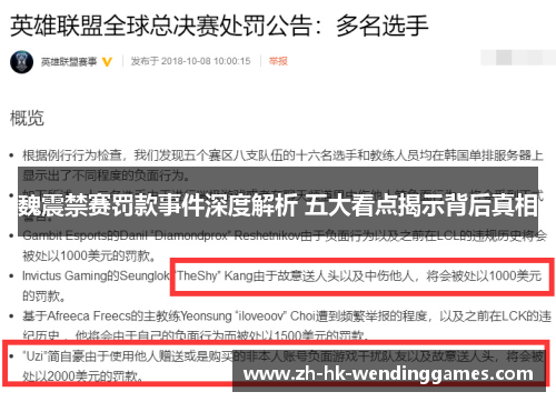 魏震禁赛罚款事件深度解析 五大看点揭示背后真相
