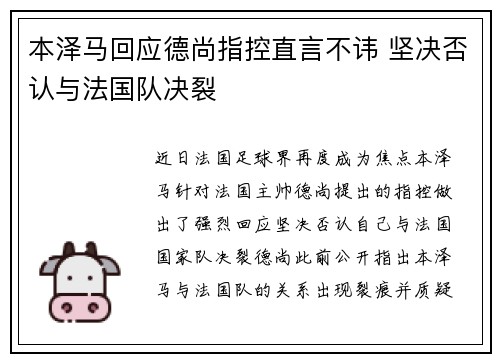 本泽马回应德尚指控直言不讳 坚决否认与法国队决裂 本泽马回应德尚指控直言不讳 坚决否认与法国队决裂